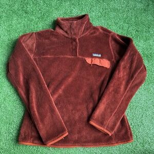 Patagonia Snap T Womens Large Red Pullover Fleece Outdoor Synchilla Quarter Snap